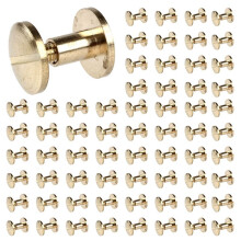 200x Arc Solid Brass Button Stud Screw Nail Screw Back Leather Rivet Belt 6mm