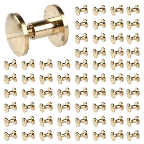 200x Arc Solid Brass Button Stud Screw Nail Screw Back Leather Rivet Belt 6mm