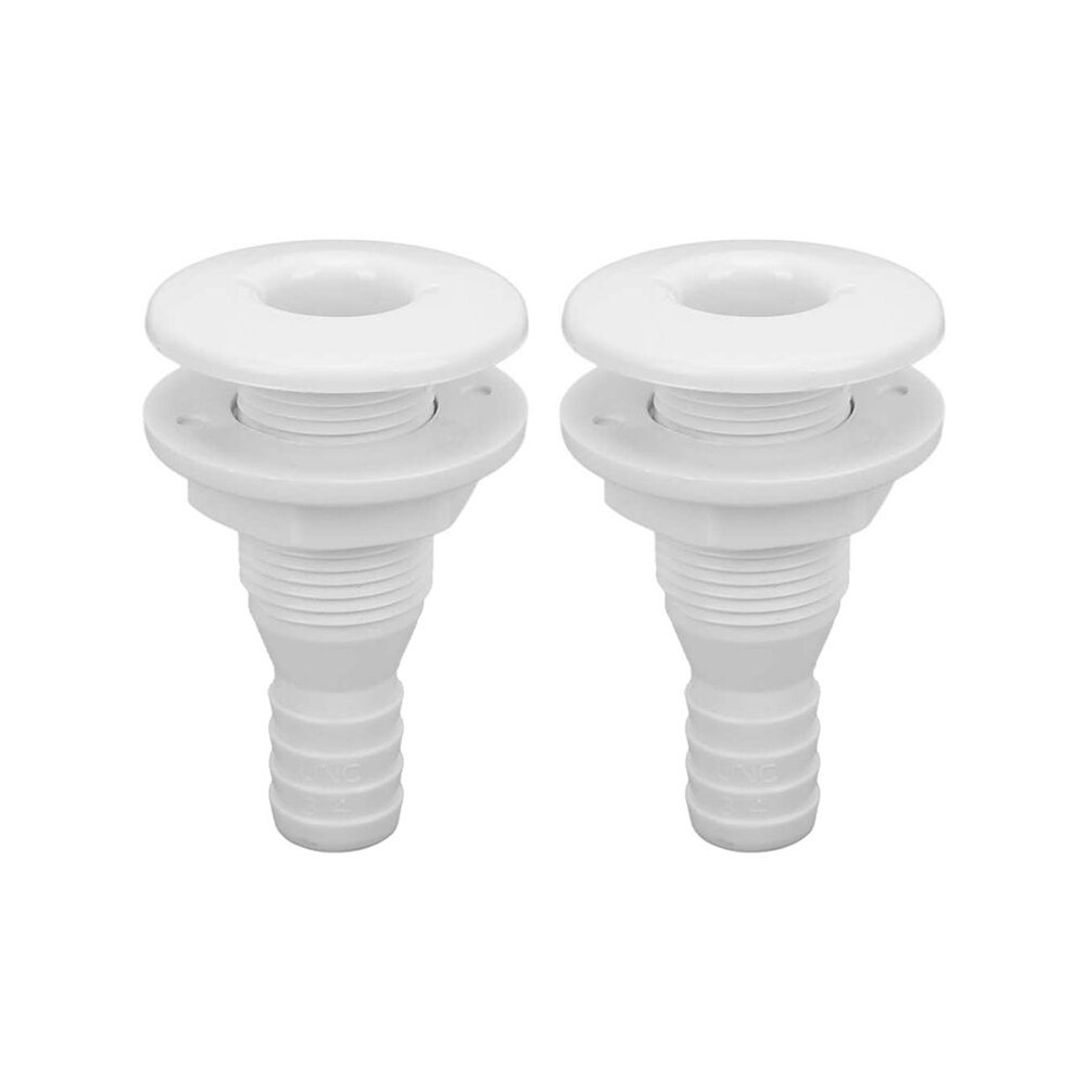 2X Boat Water Drain Scupper Abs 3/4In White Through Hull Connector Hose Coupling Drain Outlet Replacement Hardware 6031974525040