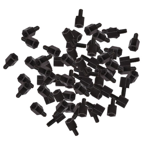 500x Motherboard Nylon Hex Standoff Threaded Spacer M3 Thread 6+6mm Black 1