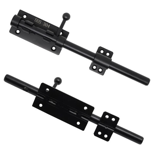 2X Heavy Duty Slide Bolt Gate  with A Padlock, Horizontal Bolt  Floor  Hardware (Black,10 Inch) 1