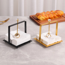 Decorative Napkin Holder, Gold Metal & Glass