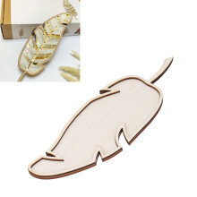 DIY Feather Shape Mosaic Tiles Kit for Crafts, Beech Wood & Metal, 1 Set