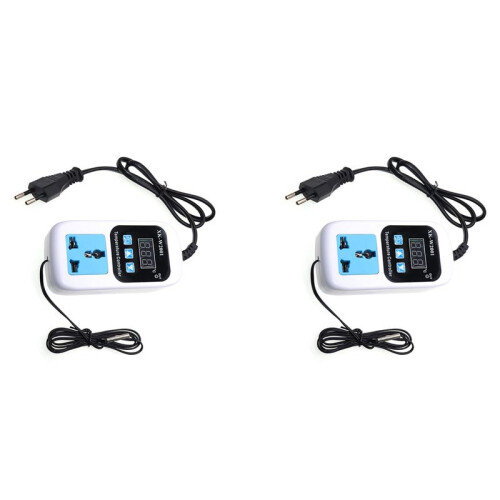 2X XK-W2001 Digital Temperature Controller Socket AC 110-220V Thermostat Regulator Socket Outlet with NTC Sensor EU Plug