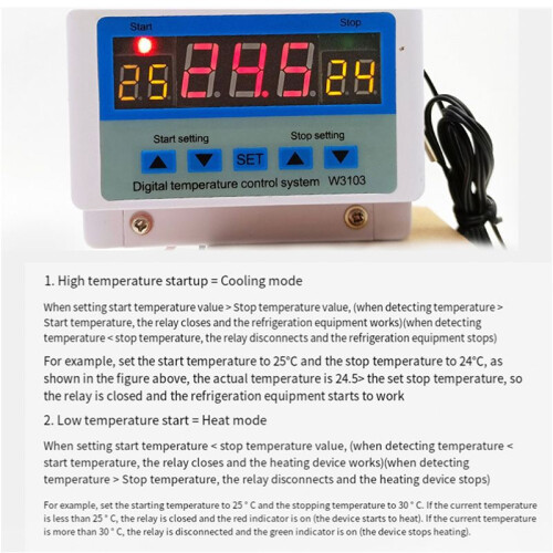3X Digital Temperature Controller 220V Max 5000W Digital Thermostat 30A -19 to 99 Temperature Controller XH-W3103 2