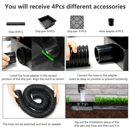 2X Catch Basin Downspout Flexible Extension Storm Drain Catch Basin Drainage System Drain Adapter 2