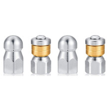 2X Buse de Tuyau de Jetter D'égout, Buse de Tuyau de Laveuse à Haute Pression, Buse de Nez à 1 Bouton et 1 Buse Rotative, Lot de 2 1/4 Po
