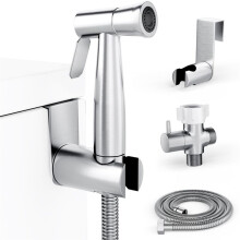 Pulvérisateur de Bidet pour Toilettes, Kit de Pulvérisateur à Main, Ensemble de Pulvérisateur de Couches Lavables - Facile à Installer - Acier