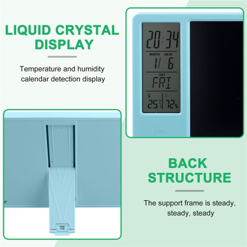 Multifunctional Electronic Desk Calendar LCD Handwriting Board with Alarm Clock Humidity Temperature LCD Message Board,A 2