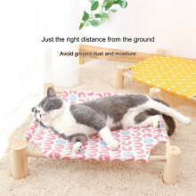 Cat and Dog Hammock Bed Wooden Cat Hammock Elevated Cooling Bed Detachable Portable Indoor Outdoor Pet Bed Suitable B