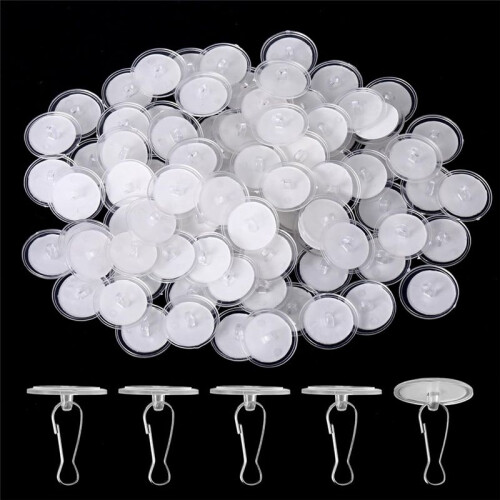 80 Pack Removable Transparent Wall Hanger Self-Adhesive Ceiling Hooks for Hanging Sticky Ceiling Hooks 1