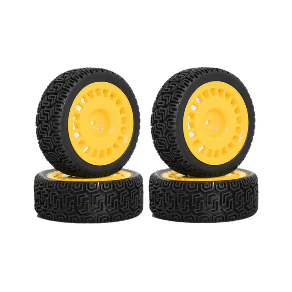 4Pcs 68Mm Rally-Tires Rubber Tire Wheel Tyre For Xv01 Xv02 Tt01 Tt02 Ptg-2 1/10 Rc Rally-Racing Car Upgrade Parts Yellow 6033674345157