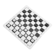Tragbares PU-Leder-Dame Spielset – Zusammenklappbares Dammbrett, Schwarz, 13,8 Zoll