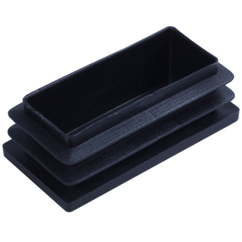 Plastic Rectangle Blanking End Tube Caps Inserts 25X50mm 150Pcs Black