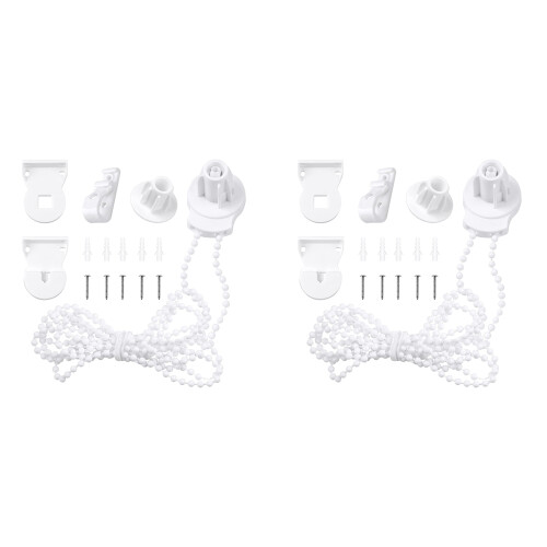 2X Roller Blind Fittings Kit, Roller Blinds Brackets with Beaded Chain, Curtain Roller Accessories