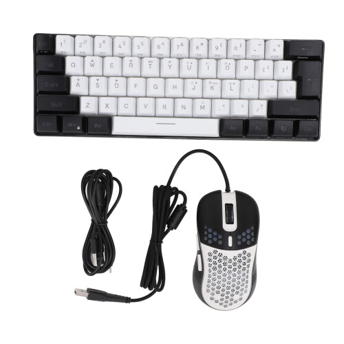 61-Key RGB Backlit Wired Gaming Keyboard with Mouse, White Frame 1