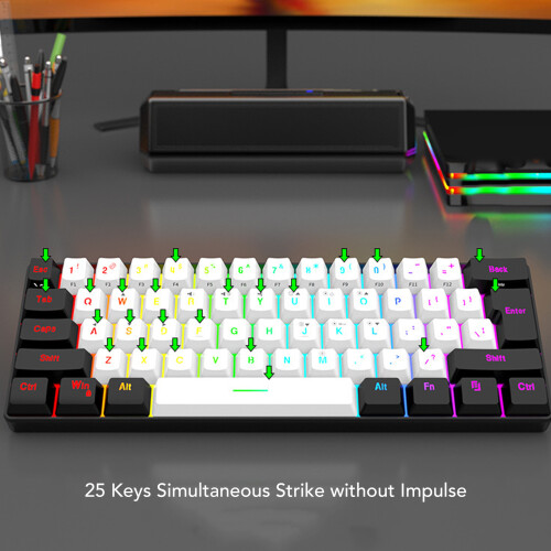61-Key RGB Backlit Wired Gaming Keyboard with Mouse, White Frame 2