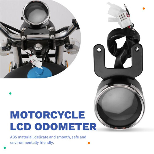 Universal 12V Motorcycle LCD Digital Odometer Speedometer Tachometer Fuel Gauge