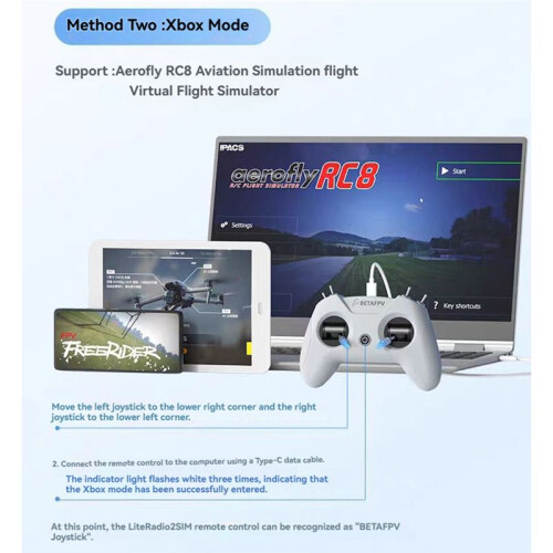 BETAFPV LiteRadio 2 SIM FPV Drone Training Simulator Remote Control Handle 8CH for  Phoenix/AeroFly RC8 Simulator Right 2