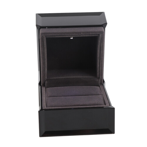 LED Black Ring Box, 8x8x7cm, Flocking Interior, Battery-Powered