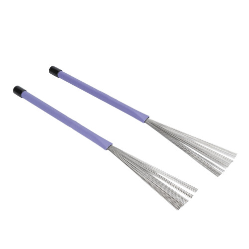 2 Pcs Purple Steel Wire Retractable Drum Brushes for Jazz Performance 2