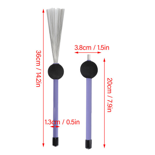 2PCS Purple Retractable Steel & Rubber Drum Brushes for Percussion Instruments 1