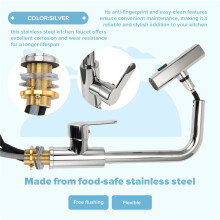 Pull Out Kitchen Faucet, Flexible Hot and Cold Water Kitchen Sink Mixer Faucet Deck Mounted with Stream Shower Mode