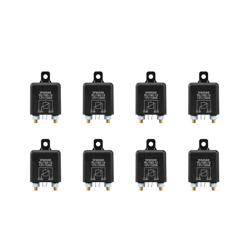 8X 12V 100Amp 4-Pin Heavy Duty /Off Split Charge Relay For Auto Boat Van Black 6032926535568