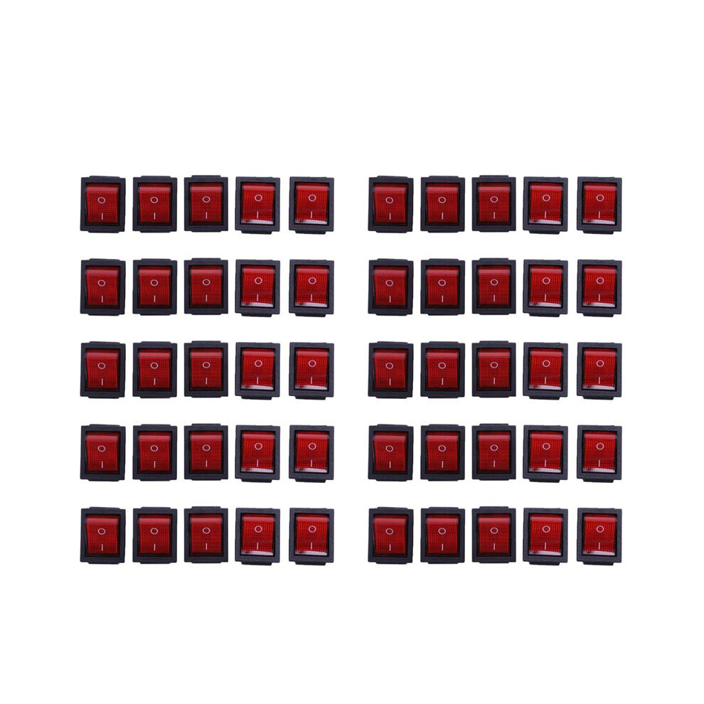 50 X Illuminated /Off Dpst Boat Rocker 16A/250V 20A/125V Ac Red/Light 6032948386728