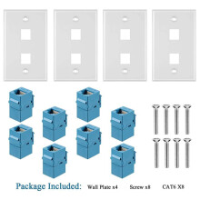 20 Pieces 2 Port Ethernet Wall Plate, RJ45 Cat6 Female to Female Jack Inline Coupler Face Plates
