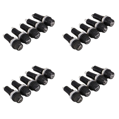 20 Pcs AC 125V 15A 6 X 30mm Panel Mount Fuse Holder