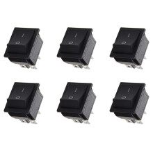 6X AC 250V 16A 4-Pins AAN/UIT I/O 2 Posities DPST Inklikbare Boottuimelschakelaar 28X21Mm