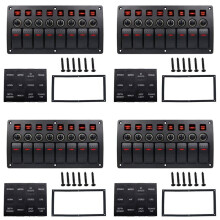 4X Boat Car Marine Rocker Panel 8 Gang 3PIN & Circuit Breaker Overload Protection Waterproof LED Panel