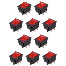 10X Luz Vermelha Iluminada 4 Pinos DPST /OFF Snap no Interruptor Oscilante 16A 20A 250V AC