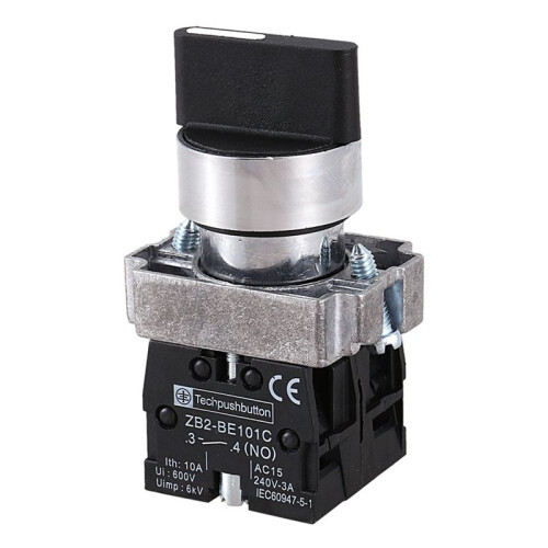 8pcs 22mm Latching 2 NO 3-Position Rotary Selector Select  ZB2-BE101C Black 1