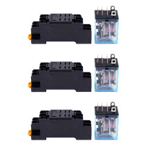 3X LY2NJ HH62P-L JQX-13F 220V AC Coil DPDT Relais de Puissance 8 Pin Avec PTF08A Socket