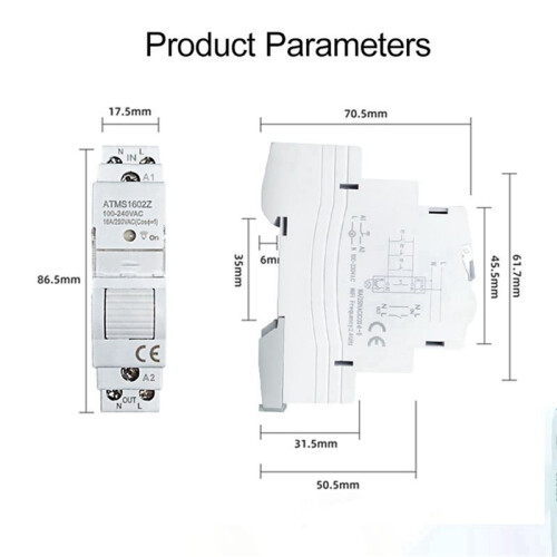 3X ATMS 1602Z   16A Din Rail 1P Remote Control Timing   Wireless  220V Timing 2