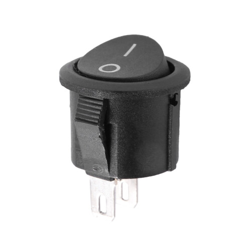 10 Pcs SPST Black Button /Off Round Rocker  AC 6A/125V 3A/250V 2