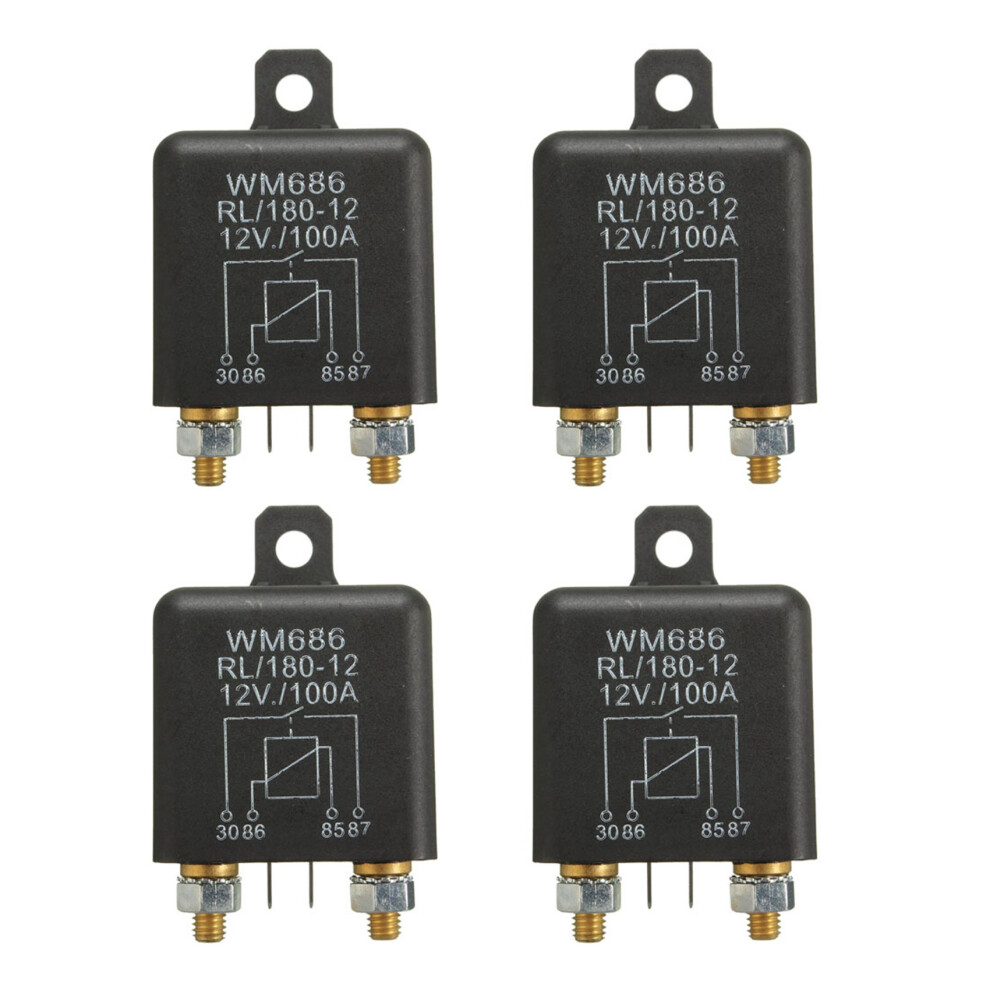 4X 12V 100Amp 4-Pin Heavy Duty /Off Split Charge Relay For Auto Boat Van Black 6032382712428