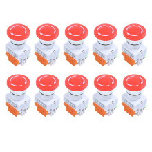 10X Red Mushroom Cap 1NO 1NC DPST Emergency Stop Push Button AC 660V 10A