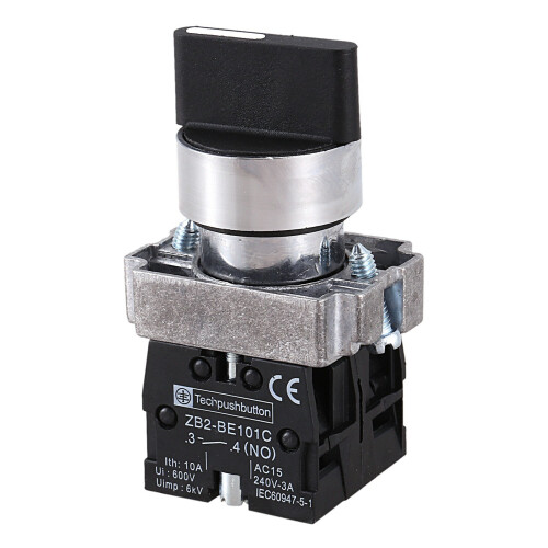 4X 22mm Latching 2 NO 3-Position Rotary Selector Select  ZB2-BE101C Black 1