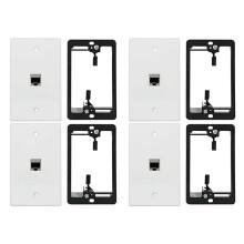 2X Cat6 Wall Plate 1 Port 1 Gang RJ45 for Wall Plate+ Low Voltage Mounting Bracket + Female CAT6A Full Shielded