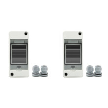 2X HT-2 IP65 Waterproof Distribution Breaker Box Panel Installation 2 WAY PC Outdoor Electrical MCB Solar Junction Box