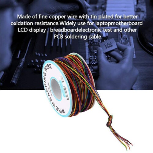 2X Tin Plated Copper Wire,8-Wire Colored Insulation Test Cable P/N B-30-1000 250M 30AWG Tinned Copper Solid Cable 2