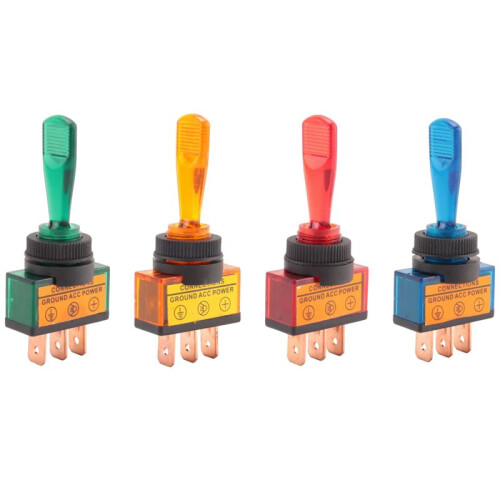 4PC 12V  20A LIGHT ILLUMINATED TOGGLE  CONTROL CAR BOAT DASH SPST /OFF