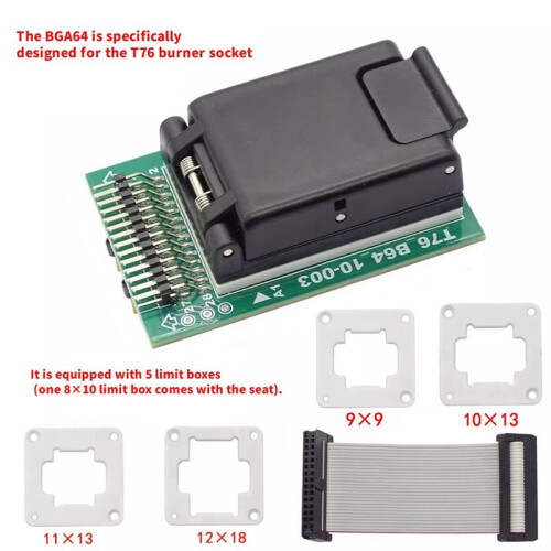 EMMC BGA64 Adapter IC Socket for XGecu T76 Programmer with Dual  Spring-Loaded Test Probe Holder + Limit Frames 2