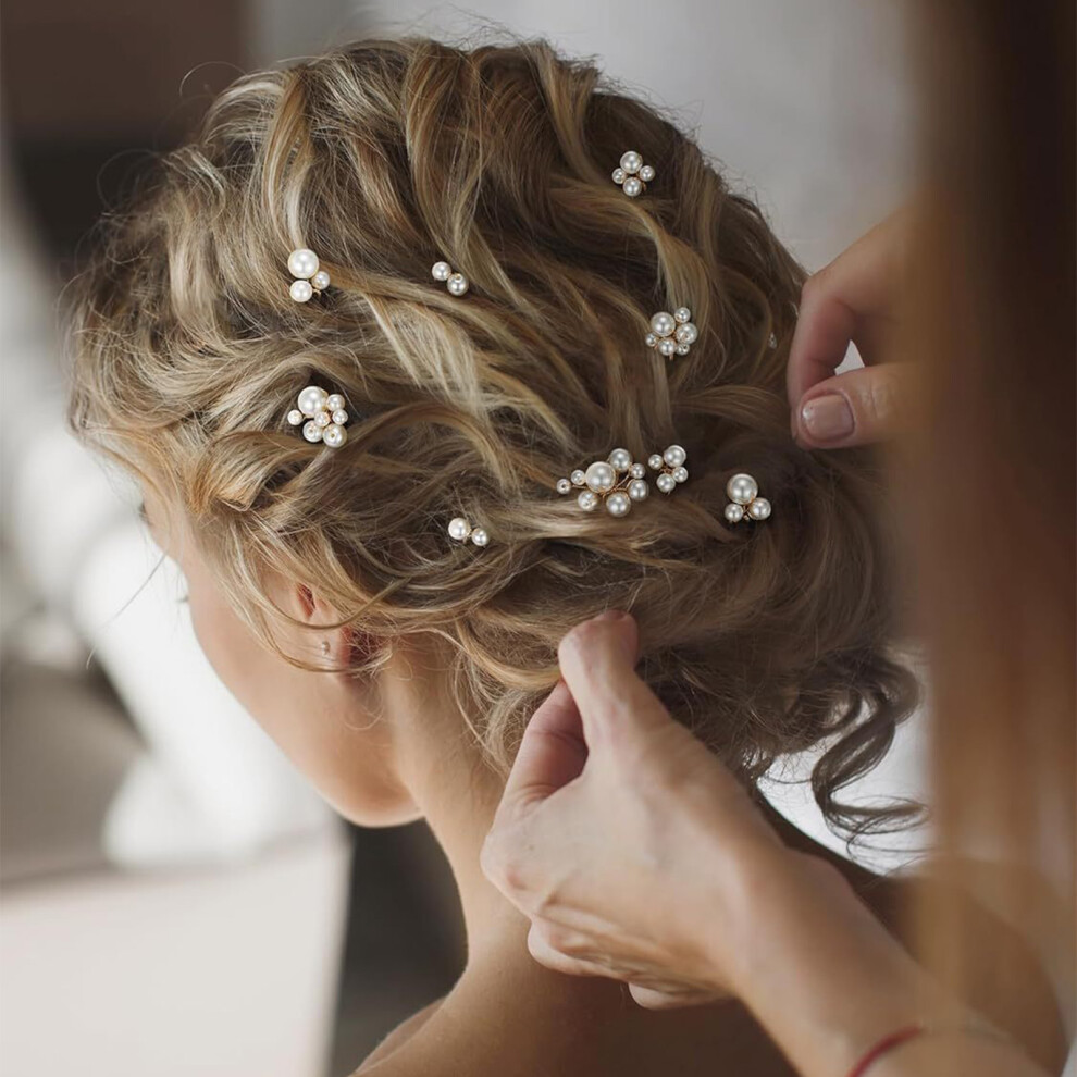 Zhouq-Outdoors (Gold) 9Pcs Pearl U-Shape Hairpins For Wedding Hairstyles