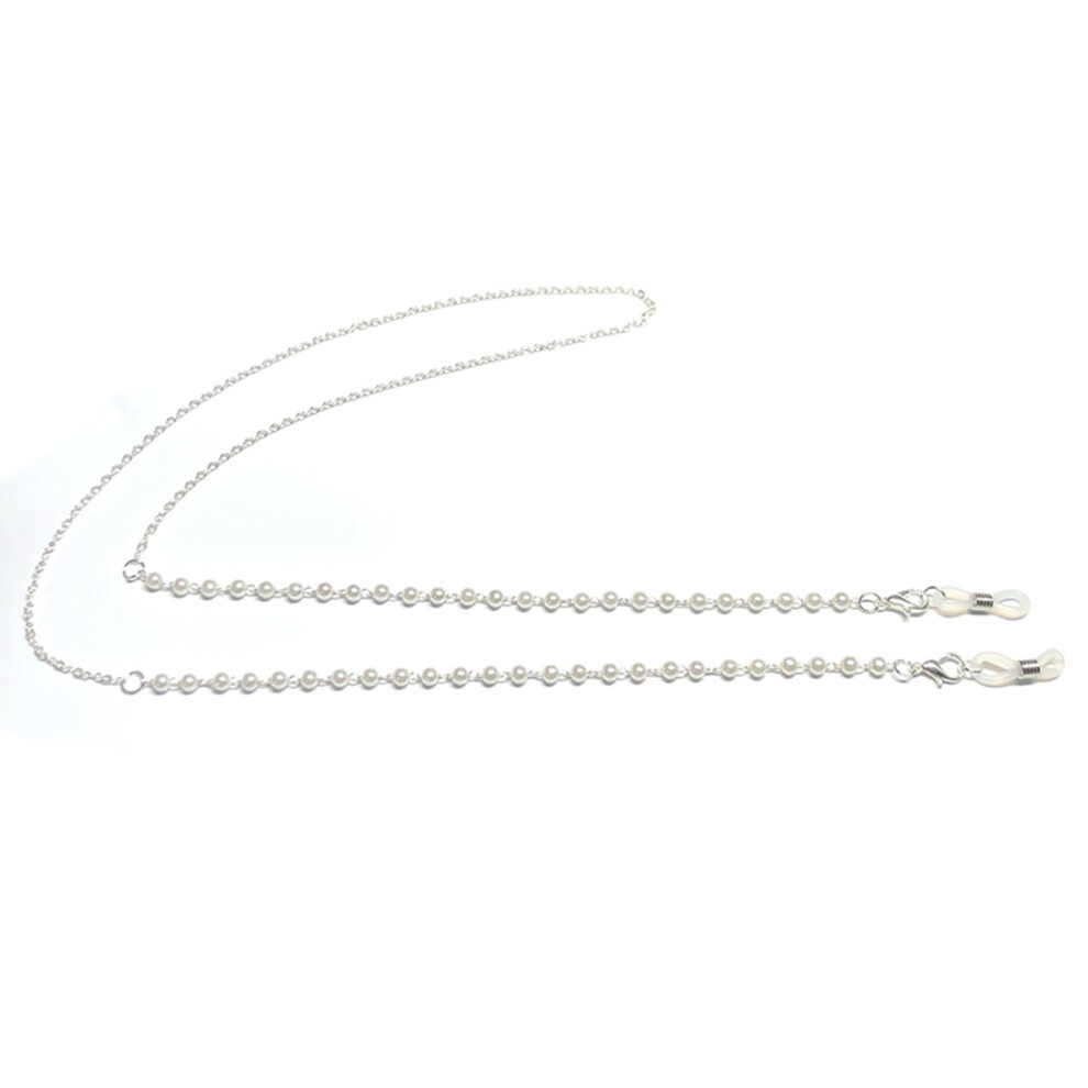 Roc-Electron White/Silver ( Pearl Silver) Fashion Pearl Eyeglass Chain For Women - 70Cm