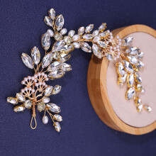 (Gold) Pearl Rhinestone Wedding Headband - 50 Chars