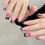 (L) 10PCS Pink False Nails with Black French Tip 7